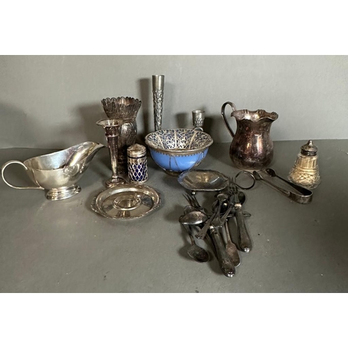 431 - A selection of silver plate and white metal items