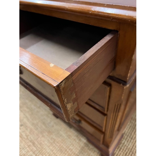 46 - A Pedestal desk with leather top on bracket feet