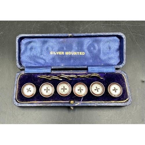 479 - A Boxed set of silver mounted shirt buttons being sold to raise funds for Fordbridge Day Centre, Ash... 