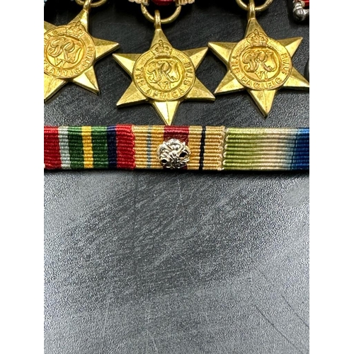 540 - WWII Medal miniatures along with two medal bars. 1939-45 Star, The Atlantic Star, The Africa Star, T... 