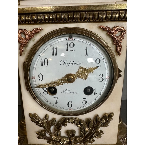 598 - An eight day Chefdrue Mantle clock with pillar design