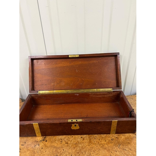 614 - An early 20th Century rectangular brass bound mahogany document or instrument box with recessed bras... 