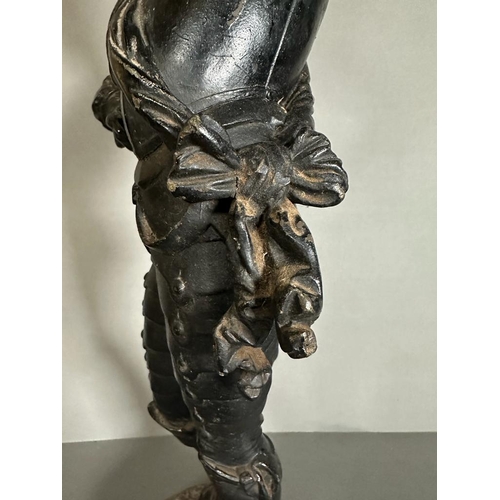 630 - A 19th Century bronzed figure lamp conversion on signed base