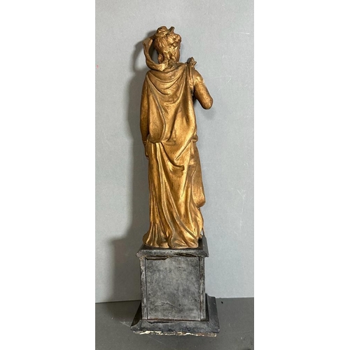 641 - A classical themed metal statue on AF marble base