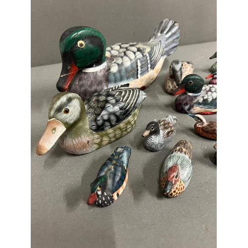 654 - Fourteen wooden ducks