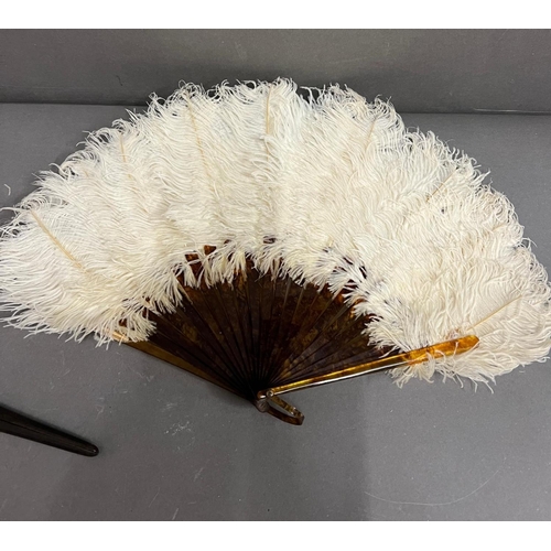 658 - A Victorian ostrich feather fan along with a glove stretcher