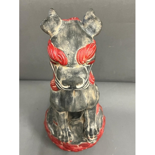 665 - A clay guardian Foo Dog lion (H46cm)