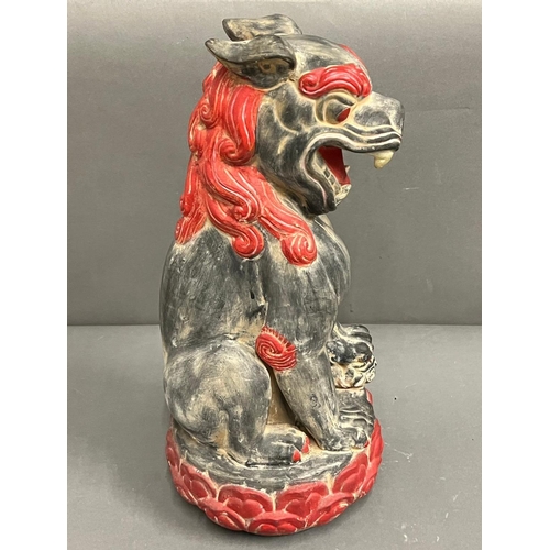 665 - A clay guardian Foo Dog lion (H46cm)