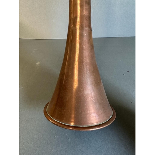 688 - Two large Victorian brass and copper hunting horns  H123 and 134