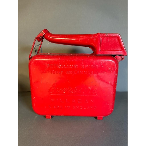 689 - A red 1950's Eversure vintage petrol can