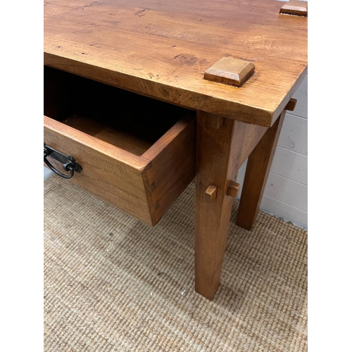 7 - A hardwood sideboard with metal handles (H76cm W150cm D45cm)