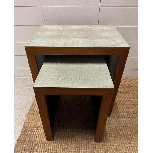 72 - A nest of two Oka shagreen style gate side tables (H50cm W50cm D40cm)