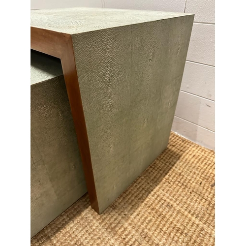 72 - A nest of two Oka shagreen style gate side tables (H50cm W50cm D40cm)