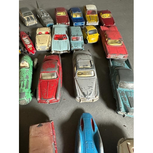 743 - A selection of play worn Diecast toy cars to include Matchbox and Dinky etc