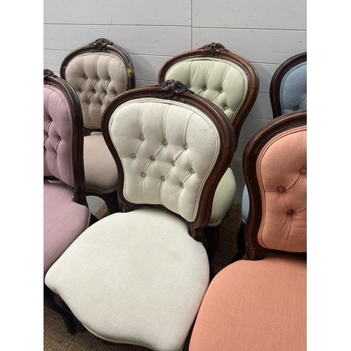 76 - A selection of six balloon back dining chairs various colours