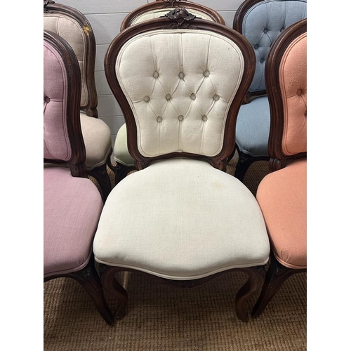 76 - A selection of six balloon back dining chairs various colours