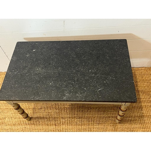 90 - Faux bamboo and marble painted coffee table (H43cm W78cm D46cm)