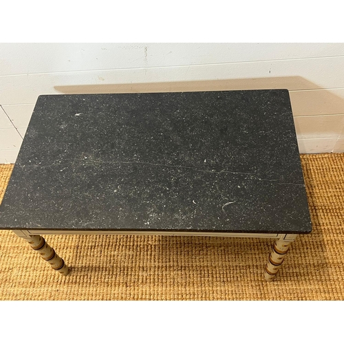 90 - Faux bamboo and marble painted coffee table (H43cm W78cm D46cm)