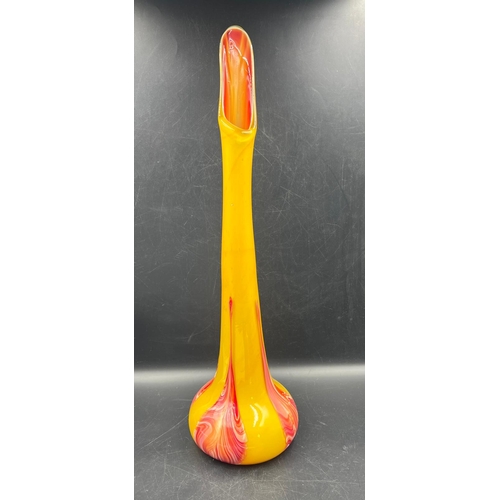 359 - A tall Art glass opaline vase with yellow grounds (H52cm)