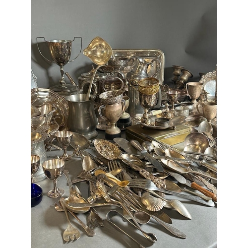 727 - A large volume of silverplated items