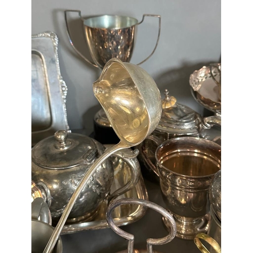 727 - A large volume of silverplated items