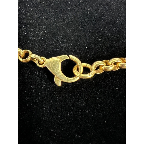 489a - An 18ct gold and pave diamond open heart shaped pendant. Rounded Belcher chain approximately 440mm l... 