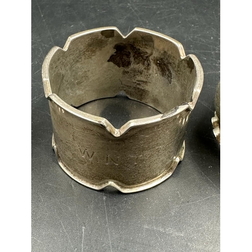 409A - Three silver napkin rings various hallmarks and makers (Approximate Total Weight 60g)