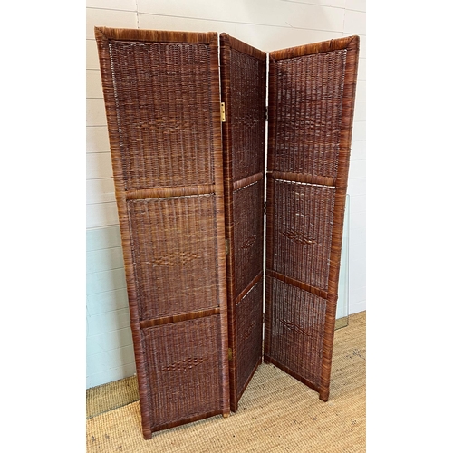 126 - A wicker room screen (each panel 183cm x 45cm) (three panel in total)