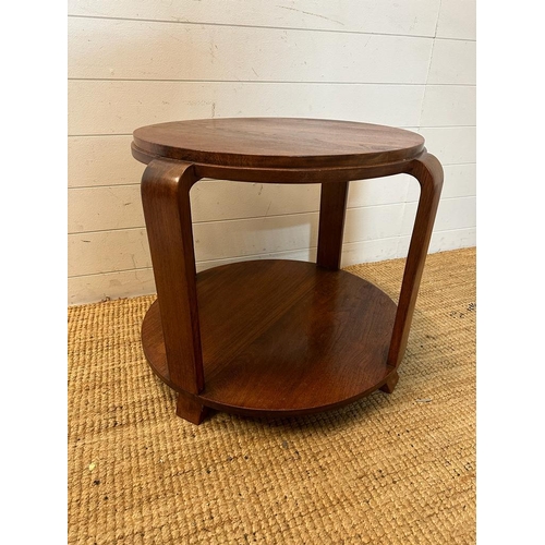 137 - An wooden Art Deco circular side table comprising of four Bentwood supports and shelf under (H52cm D... 