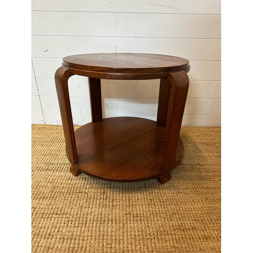 137 - An wooden Art Deco circular side table comprising of four Bentwood supports and shelf under (H52cm D... 