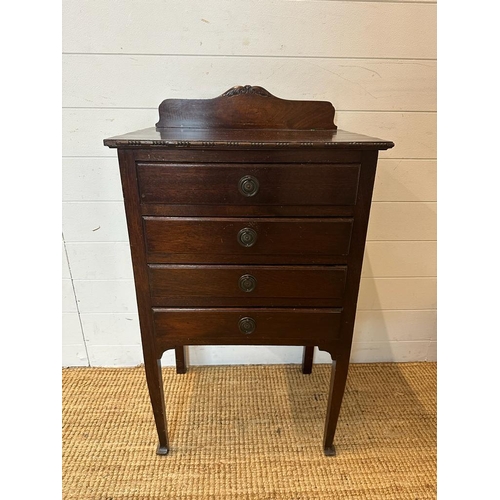 140 - A Mid Century four drawer music cabinet with galleried top (H92cm W50cm D36cm)