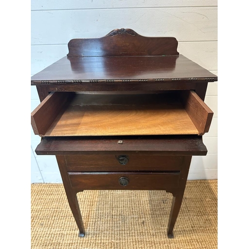 140 - A Mid Century four drawer music cabinet with galleried top (H92cm W50cm D36cm)