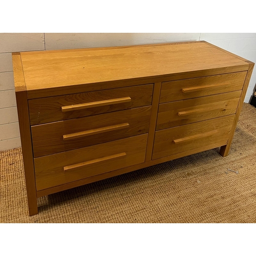 163 - Ercol light oak Chiltern sideboard chest of drawers (H77cm W140cm D50cm)