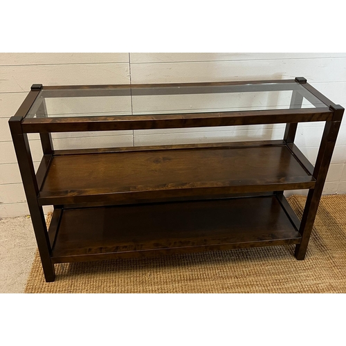 164 - A contemporary console table with glass top (H80cm W123cm D36cm)