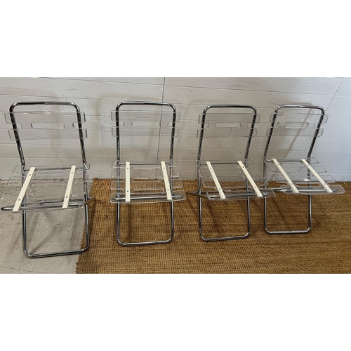 165 - Four folding lolly chairs with acrylic clear seats