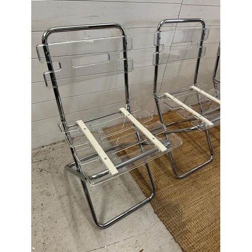 165 - Four folding lolly chairs with acrylic clear seats