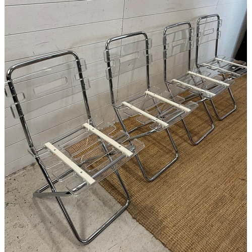 165 - Four folding lolly chairs with acrylic clear seats