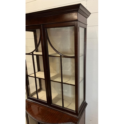 166 - Edwardian mahogany display cabinet (H184cm W76cm D46cm)