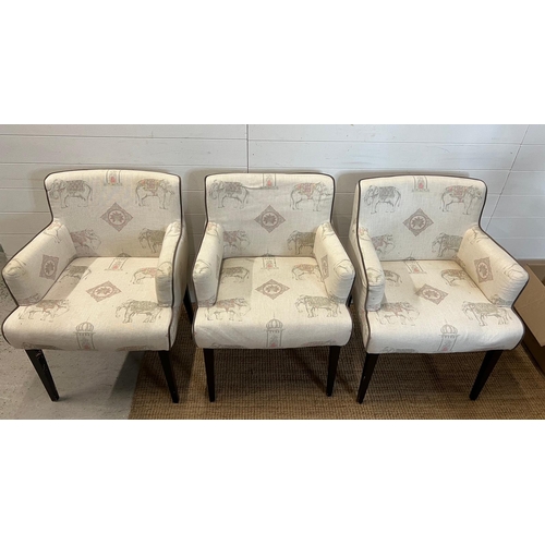 170 - Six armchair style dining chairs with elephant print