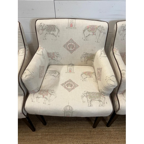 170 - Six armchair style dining chairs with elephant print