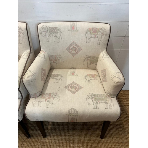 170 - Six armchair style dining chairs with elephant print