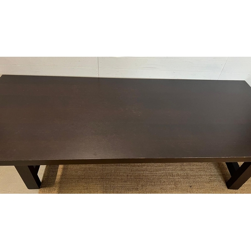 172 - A dark wood dining table, contemporary design and poliform style (H76cm W220cm D90cm)