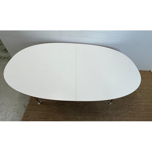 177 - A Bruno Mathsson Scandinavian dining table with chrome legs (H73cm W200cm D120cm each leaf 50cm)