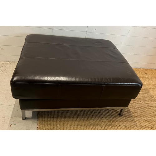 178 - A brown leather footstool/ottoman (H46cm W100cm D87cm)