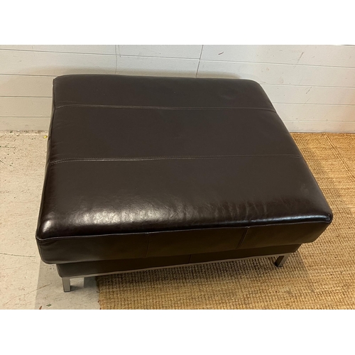 178 - A brown leather footstool/ottoman (H46cm W100cm D87cm)