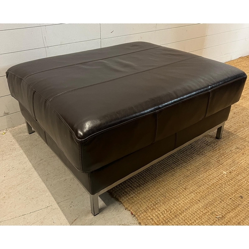 178 - A brown leather footstool/ottoman (H46cm W100cm D87cm)