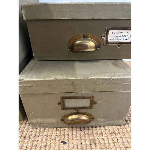 179 - A selection of six green vintage storage boxes