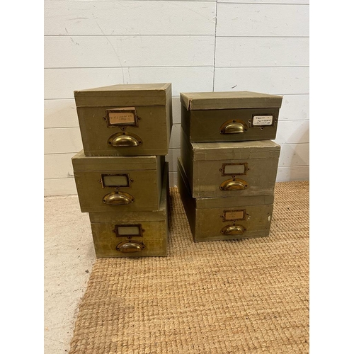 179 - A selection of six green vintage storage boxes