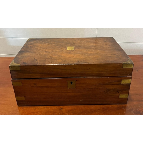 186 - A mahogany writing box, brass banding AF