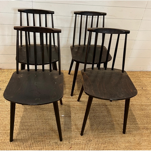 200 - Four spindle back Bentwood dining chairs in the style of Folke Palsson Y77 FDB Mobler Denmark